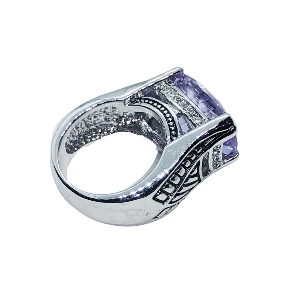 Periwinkle Color CZ Stone Silver Ring